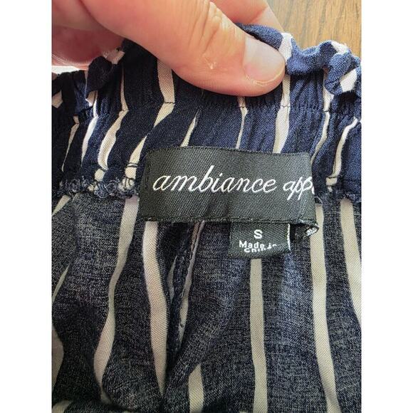 Ambiance Apparel Black/White Striped Paper Bag Shorts High Waist With Tie Size S - Picture 5 of 5